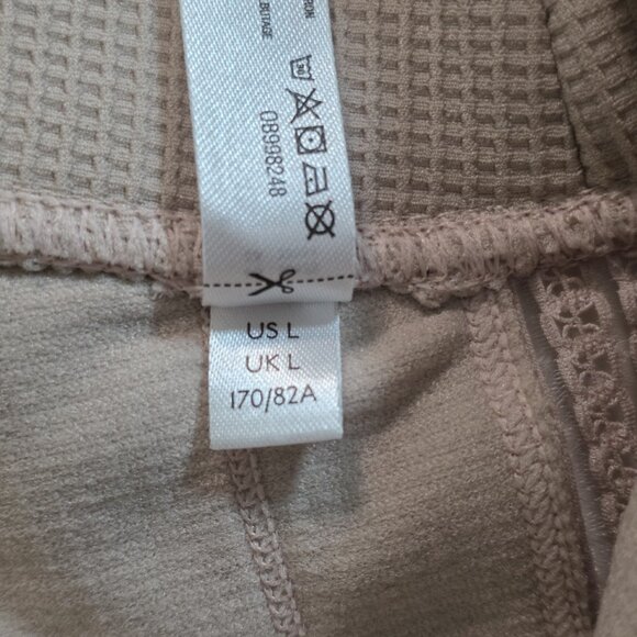 FP Movement by Free People Leggings Womens L Beige Lace Waffle Knit Yoga Pilates - Picture 12 of 16